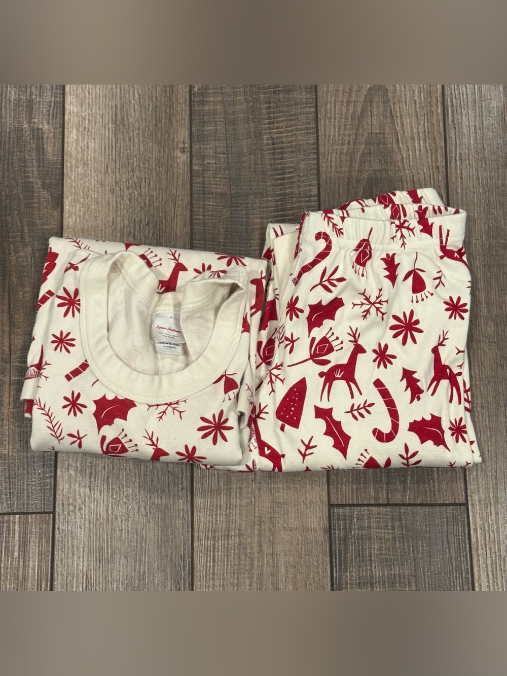Hanna Andersson Christmas Reindeer Adult Small Organic Cotton Pajama Set